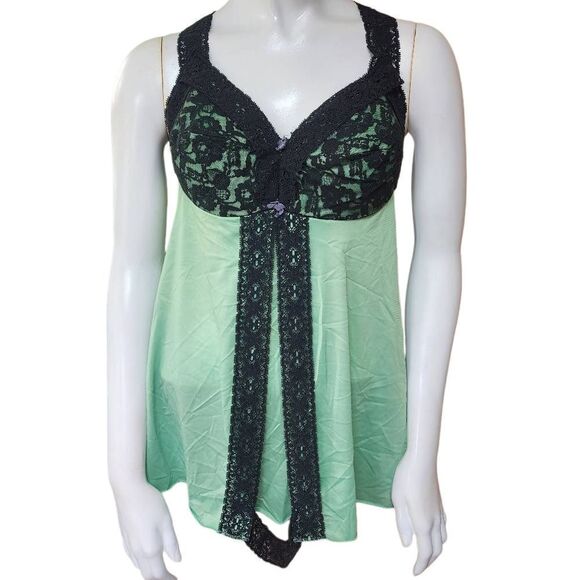 Vintage Cattani of California Green & Black Babydoll (36) - Picture 4 of 6